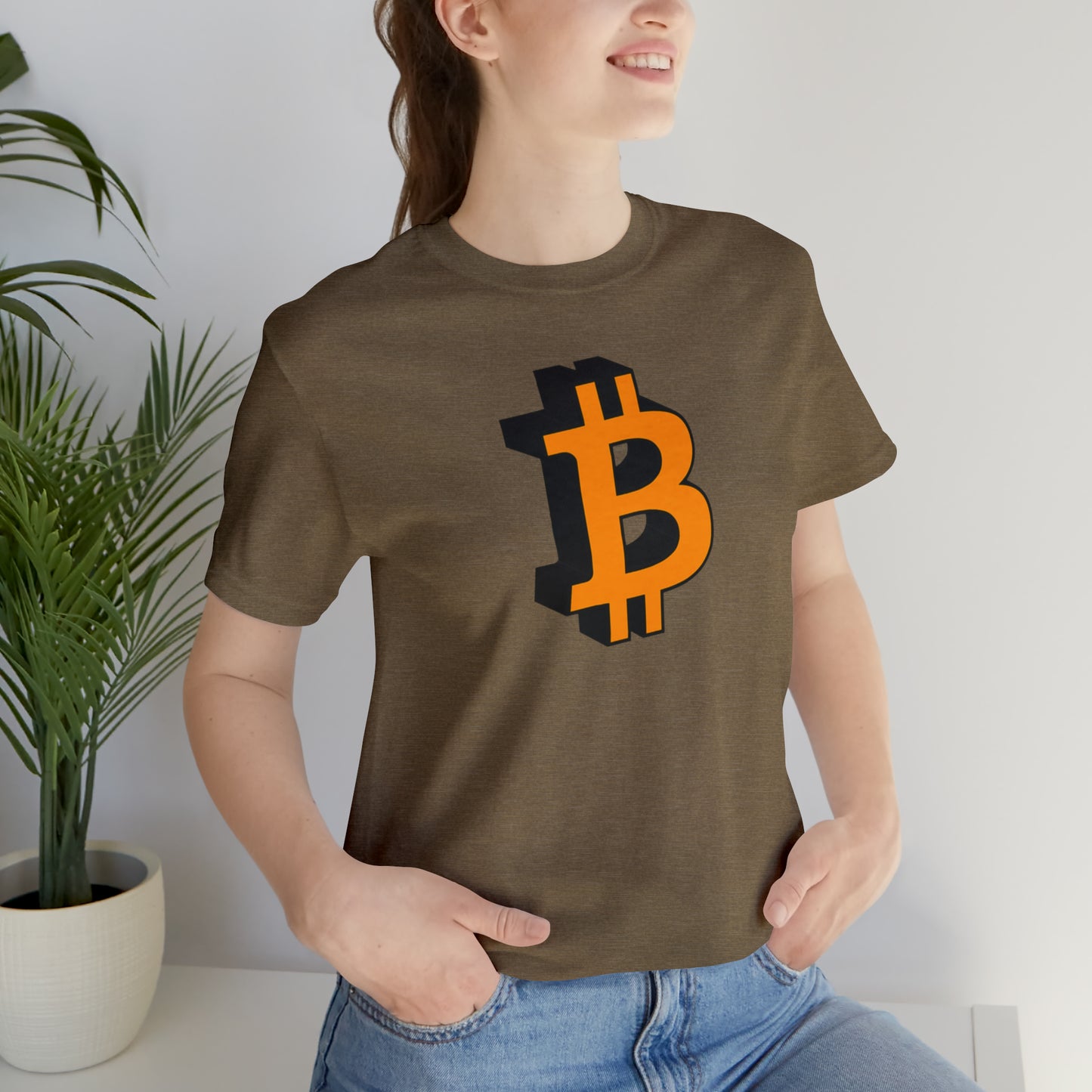 Bitcoin 3D on Unisex Jersey Short Sleeve Tee